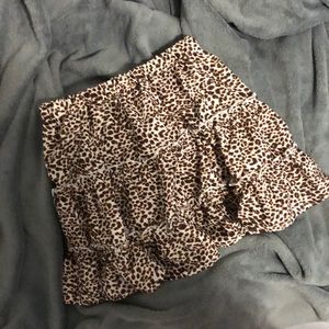 flowy ruffle leopard print skirt